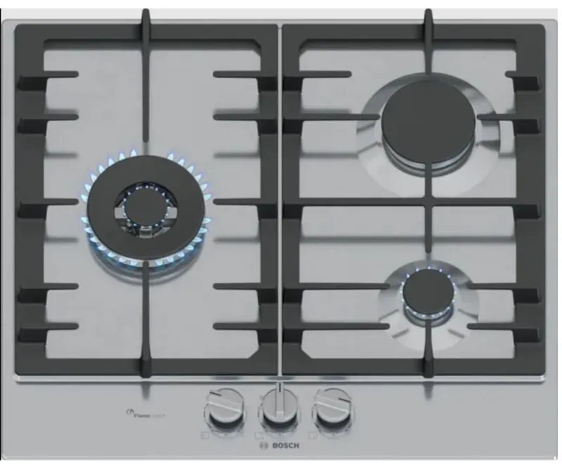 Piano cottura a gas da 60 cm con 3 fuochi, 8000 W - PCC6A5I90 - bosch