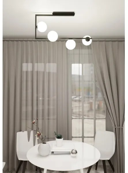 Lampadario a sospensione con supporto rigido SOMA 4xE14/10W/230V nero/bianco