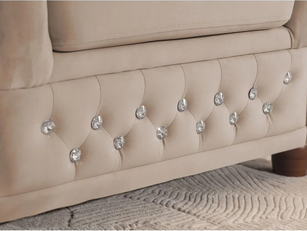 Divano angolare beige allungabile (con penisola a sinistra/a L) con rivestimento in velluto York Blik – Ropez