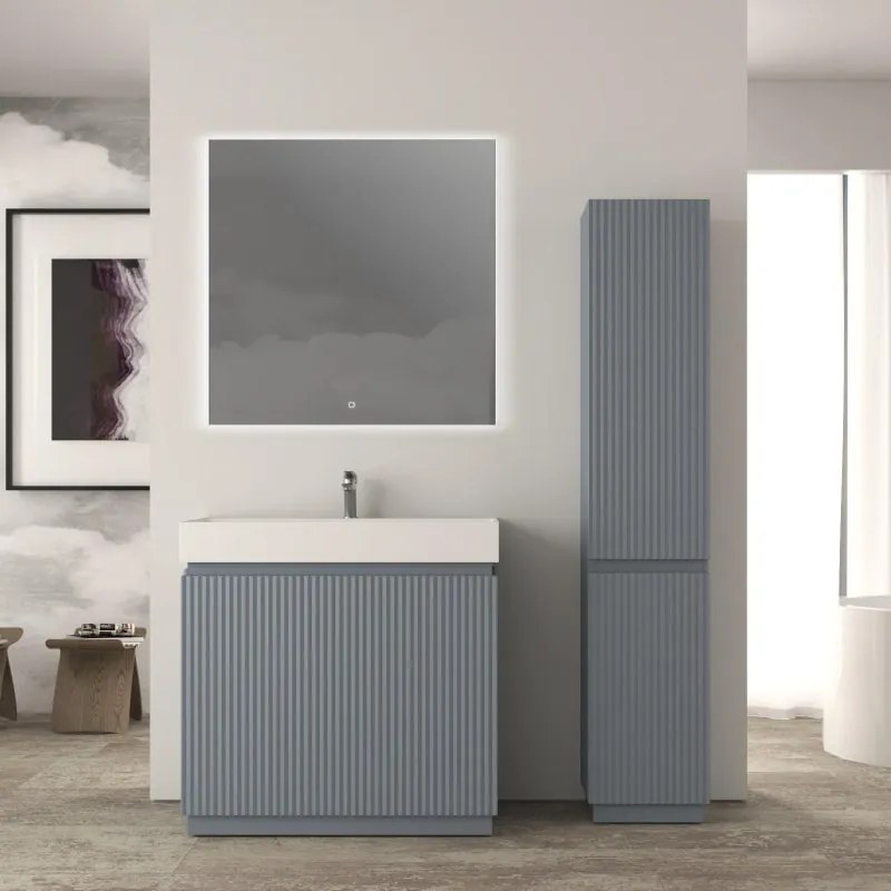 Mobile da bagno sottolavabo Cortina L90 X P45 X H 79cm, cannettato, blu avio