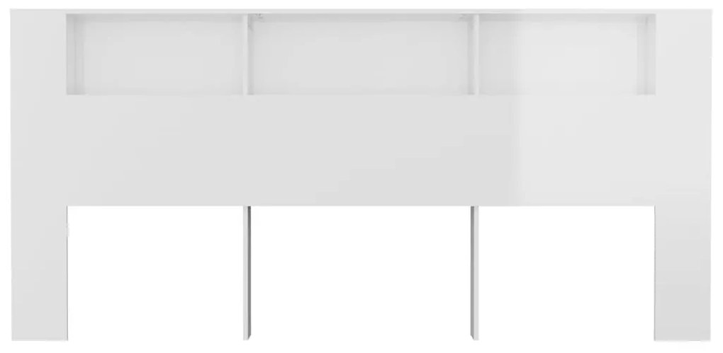 Testiera con scomparti bianco lucido 220x18,5x104,5 cm