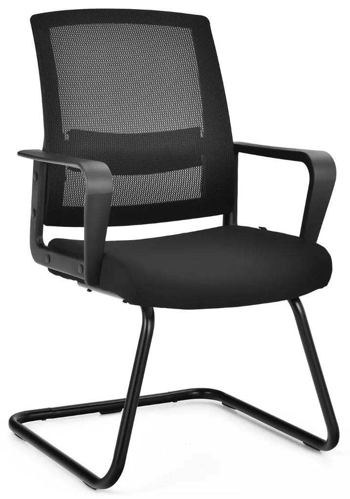 Costway Sedia da conferenza con base a forma di slitta, Sedia ergonomica da ufficio con schienale a rete sedile imbottito