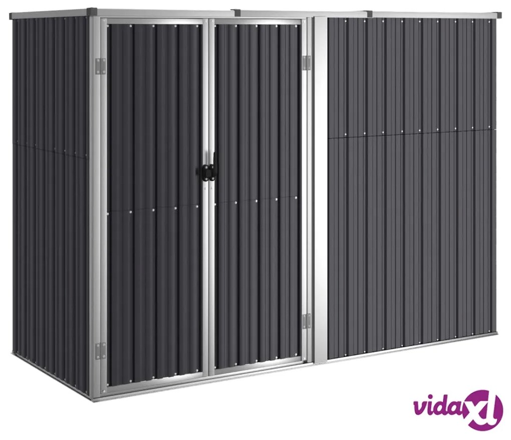 vidaXL Capanno per Attrezzi Antracite 225x89x161 cm Acciaio Zincato