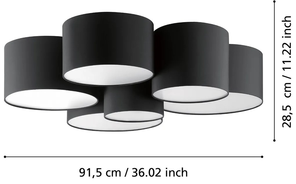 Plafoniera Contemporanea Pastore 2 Acciaio Bianco 6 Luci E27