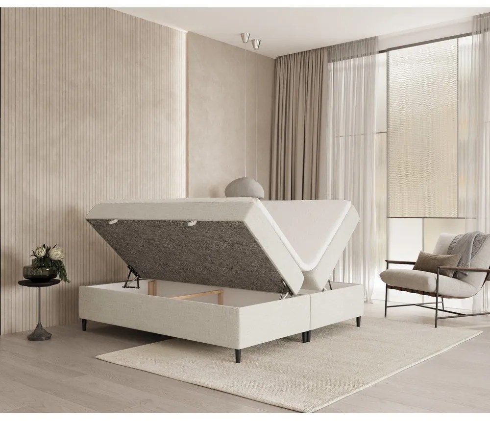 Letto boxspring crema con contenitore 180x200 cm Araya - Maison de Rêve