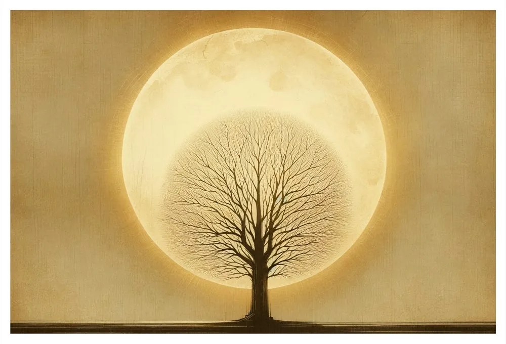Quadro su tela – Albero della vita davanti alla luna
