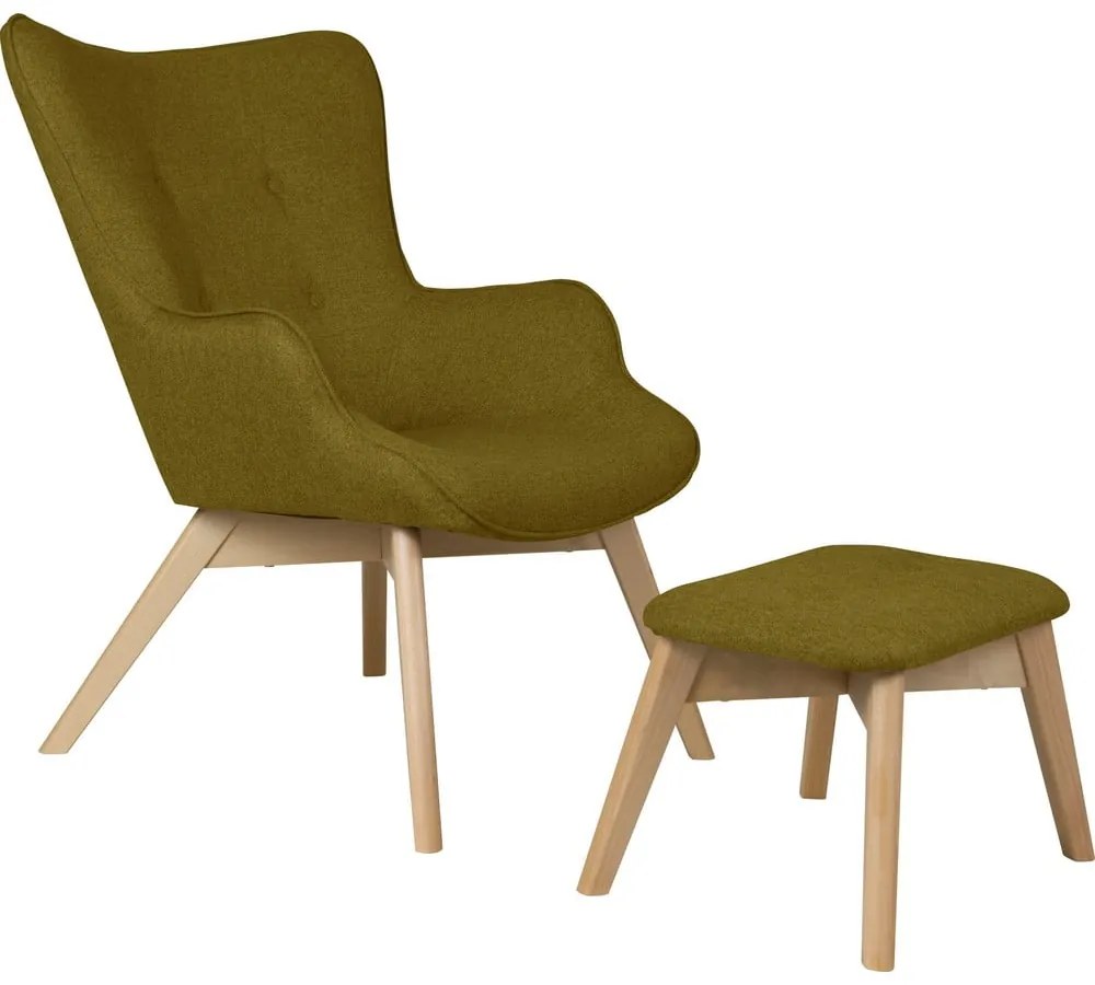 Poltrona con poggiapiedi verde Niko – Ropez