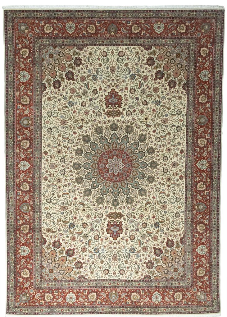 Tabriz Tappeto 350x250 Beige (Iran) Annodato A Mano