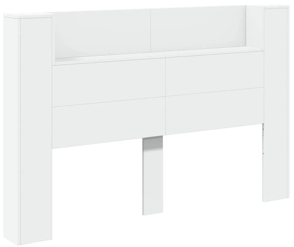 Testiera con contenitore a led bianca 160x16,5x103,5 cm