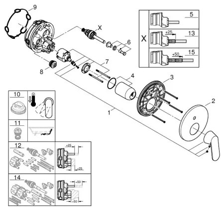 GROHE 24045000 - Miscelatore EUROSMART con deviatore a due vie, cromo lucido