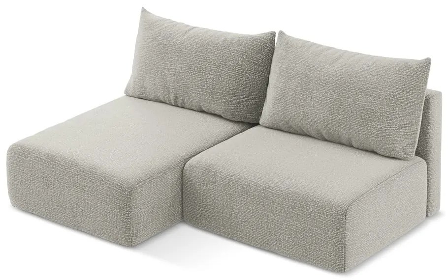 Divano angolare grigio chiaro allungabile/con contenitore (con penisola a sinistra) Kalena – Makamii