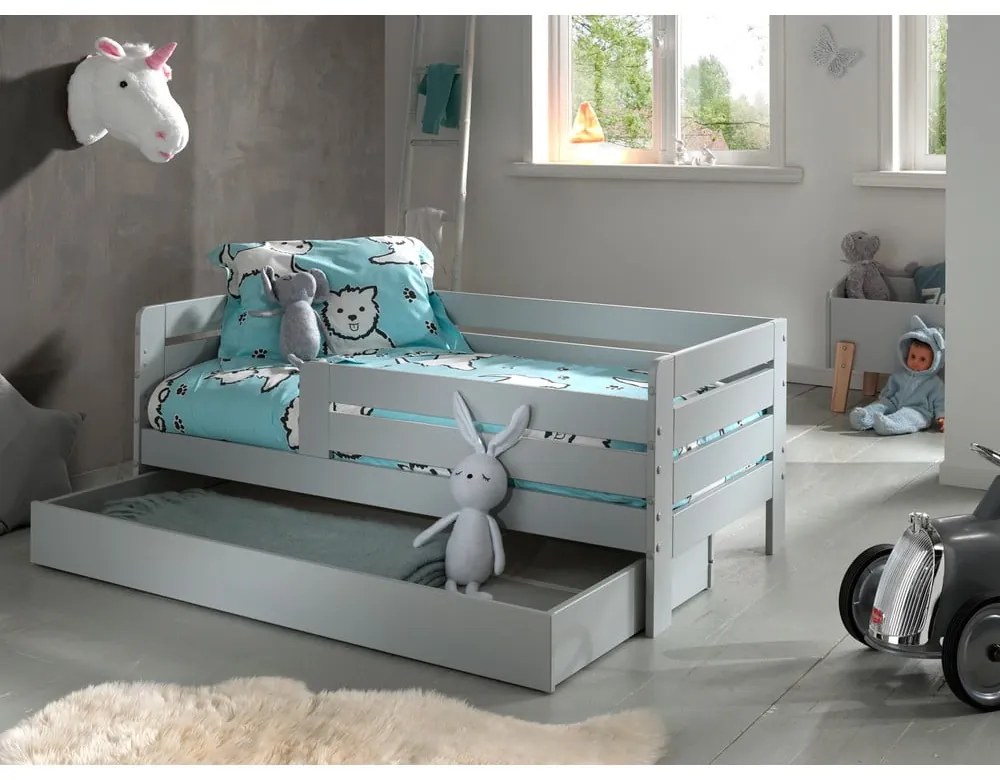 Cassetto grigio sotto il letto dei bambini 70x140 cm Peuter - Vipack