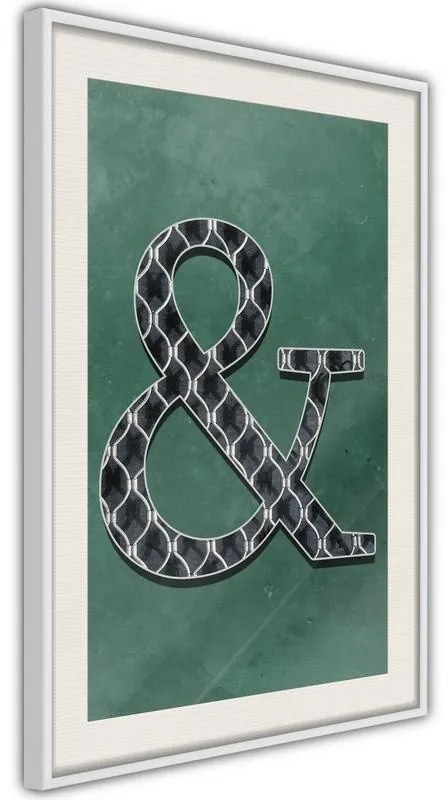 Poster  Ampersand on Green Background  Cornice Quadri Cornice nera con pass-partout, Larghezza x Altezza Home decor 30x45