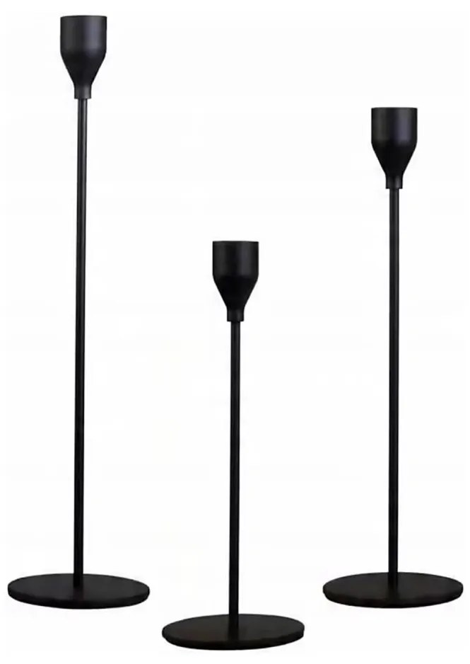Set di 3 portacandele neri