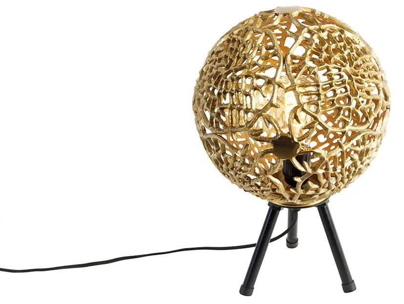 Lampada da tavolo Art Déco treppiede oro con nero - Maro