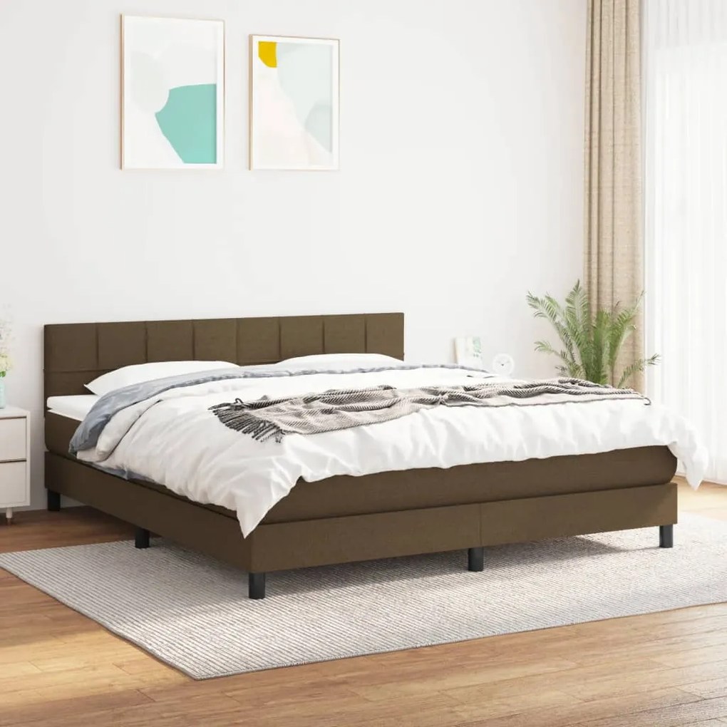 Giroletto A Molle Con Materasso Marrone Scuro 160x200cm Tessuto /