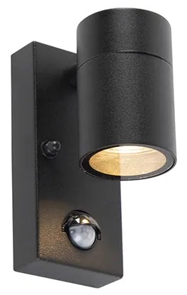 Lampada da parete per esterni nera con sensore di movimento IP44 - Solo
