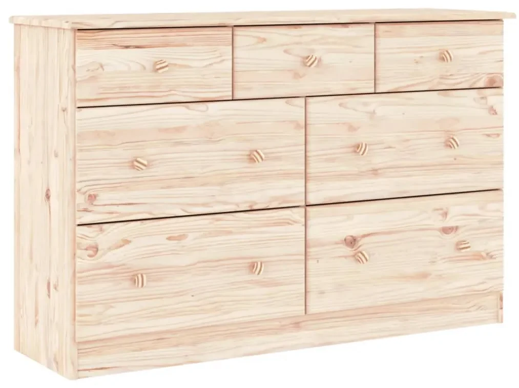 Cassettiera alta 112x35x73 cm in legno massello di pino