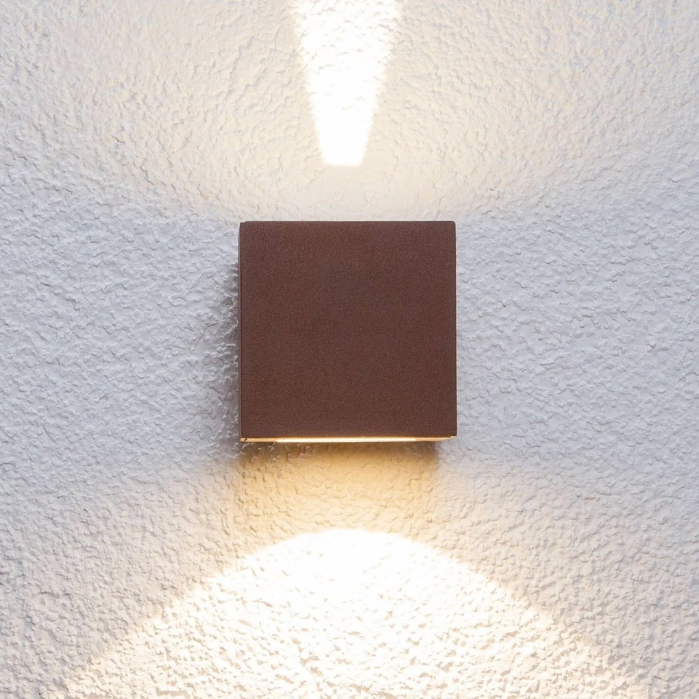 Applique da esterni a LED JARNO Lucande, Marrone / Ruggine, Alluminio, Moderno, Applique LED da esterni