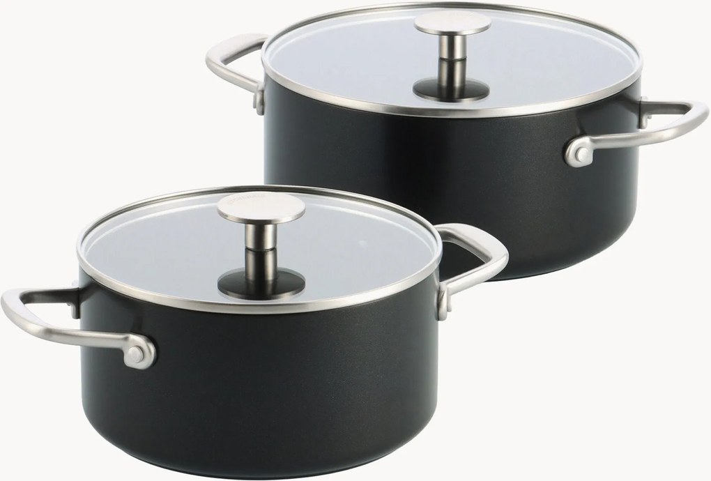 Set di pentole con rivestimento antiaderente e coperchi in alluminio forgiato Advanced, set da 4