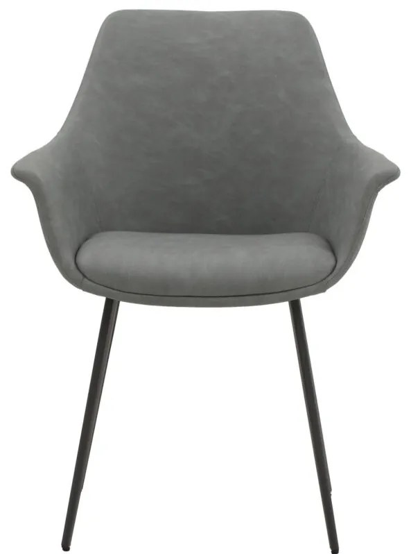 Set di sedie MIRASIERRA in similpelle grigio e gambe in metallo nero, con braccioli
