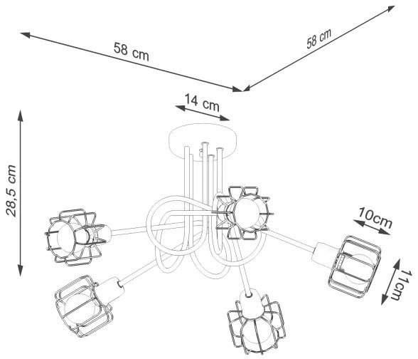 Sollux SL.1119 - Lampadario a stelo BELUCI 5xE14/40W/230V nero