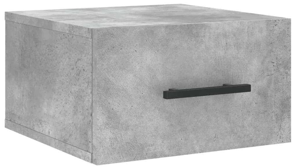 Comodino a muro grigio cemento 35x35x20 cm