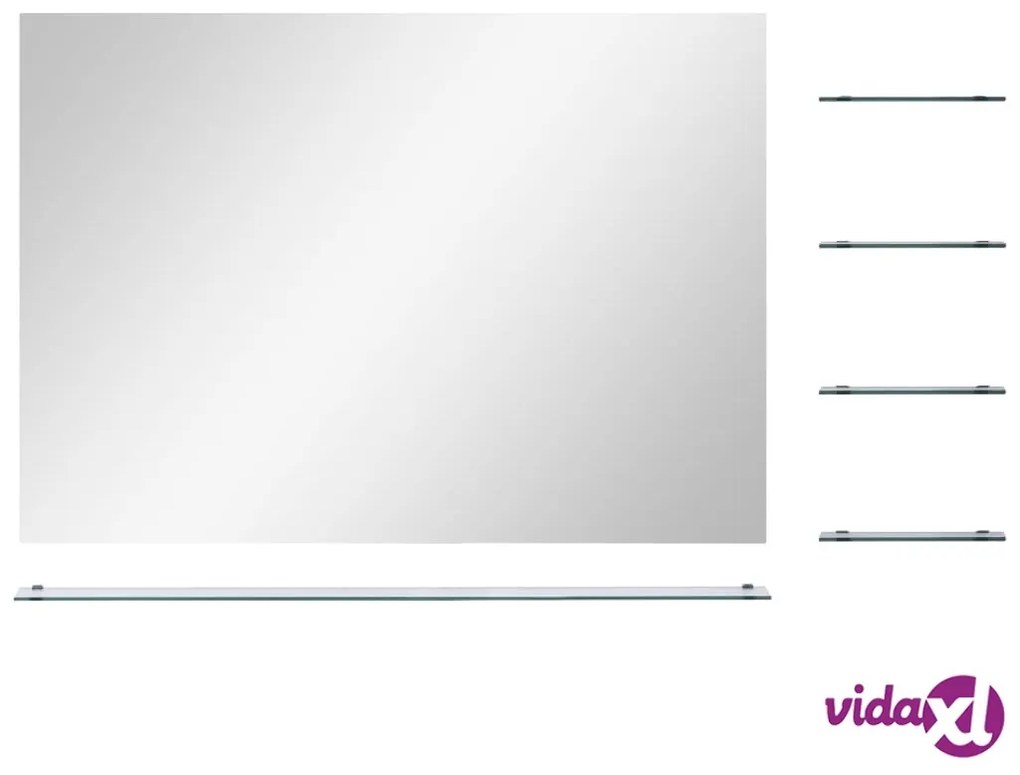 vidaXL Specchio da Parete con 5 Mensole Argento 80x60 cm