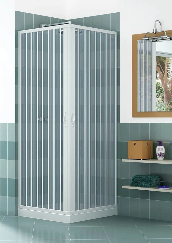 Box Doccia Angolare 75x75 cm 2 Ante a Soffietto in PVC H185 Caldoni Manen Bianco...