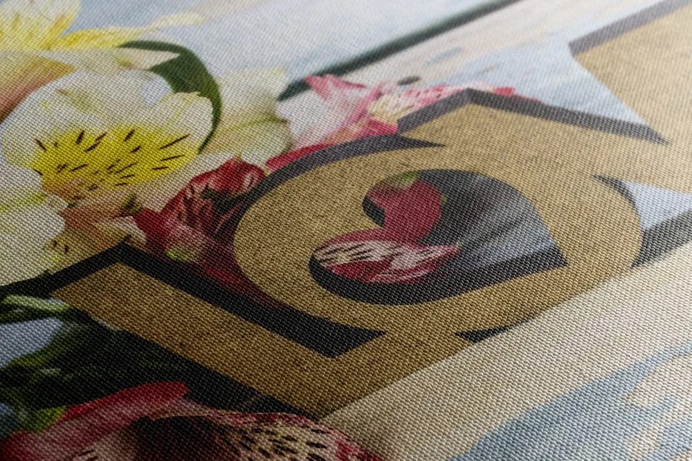 Stampa su tela – Con scritta in legno Love