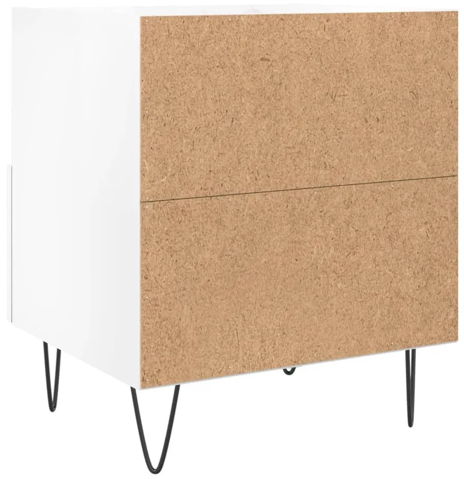 Comodini 2 pz Bianco Lucido 40x35x47,5 cm in Legno Multistrato