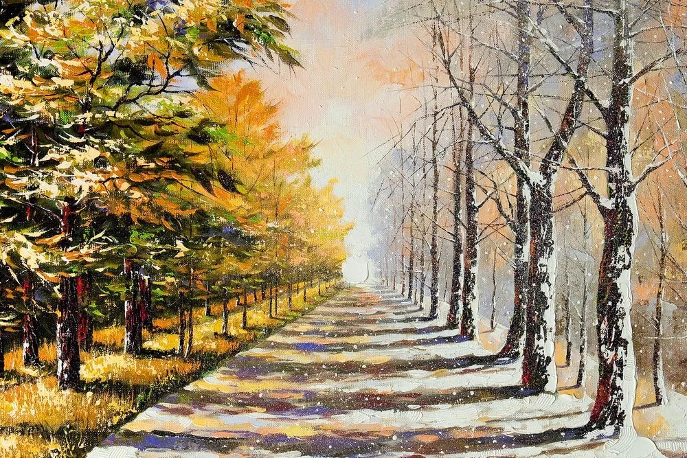 Quadro su tela – Viale alberato autunnale