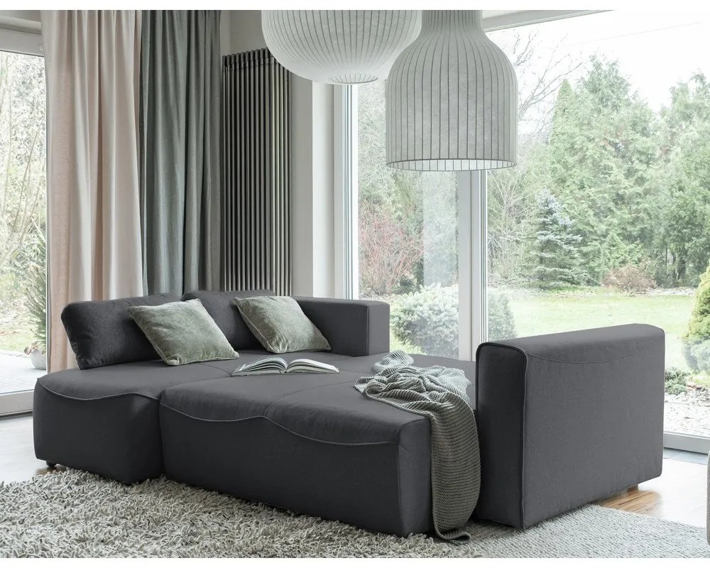 Divano letto angolare grigio scuro (variabile) Homely Tommy - Miuform