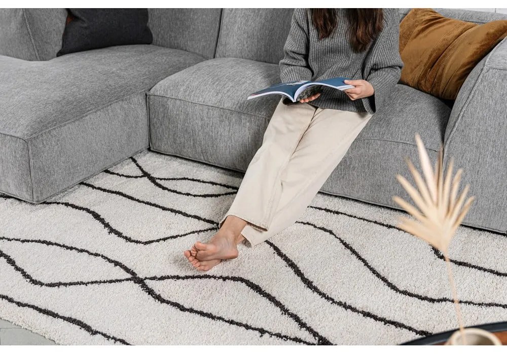 Tappeto bianco/nero 80x150 cm Routa – Universal