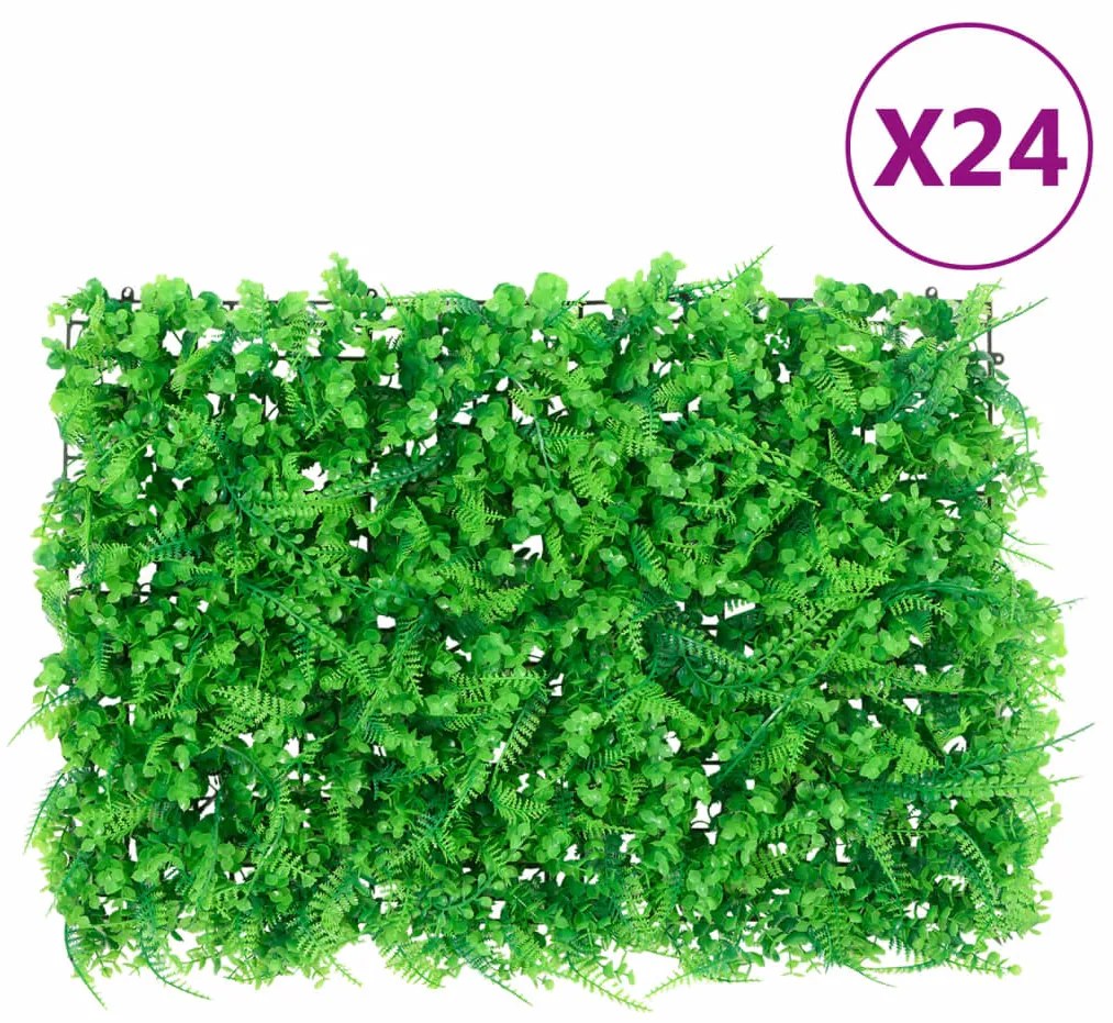 Recinzione Foglie Felce Artificiali 24 Pz Verde 40x60 Cm /