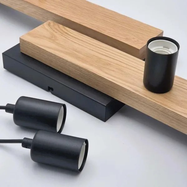 Lampadario a sospensione con filo CORTINA 4xE27/15W/230V nero/quercia