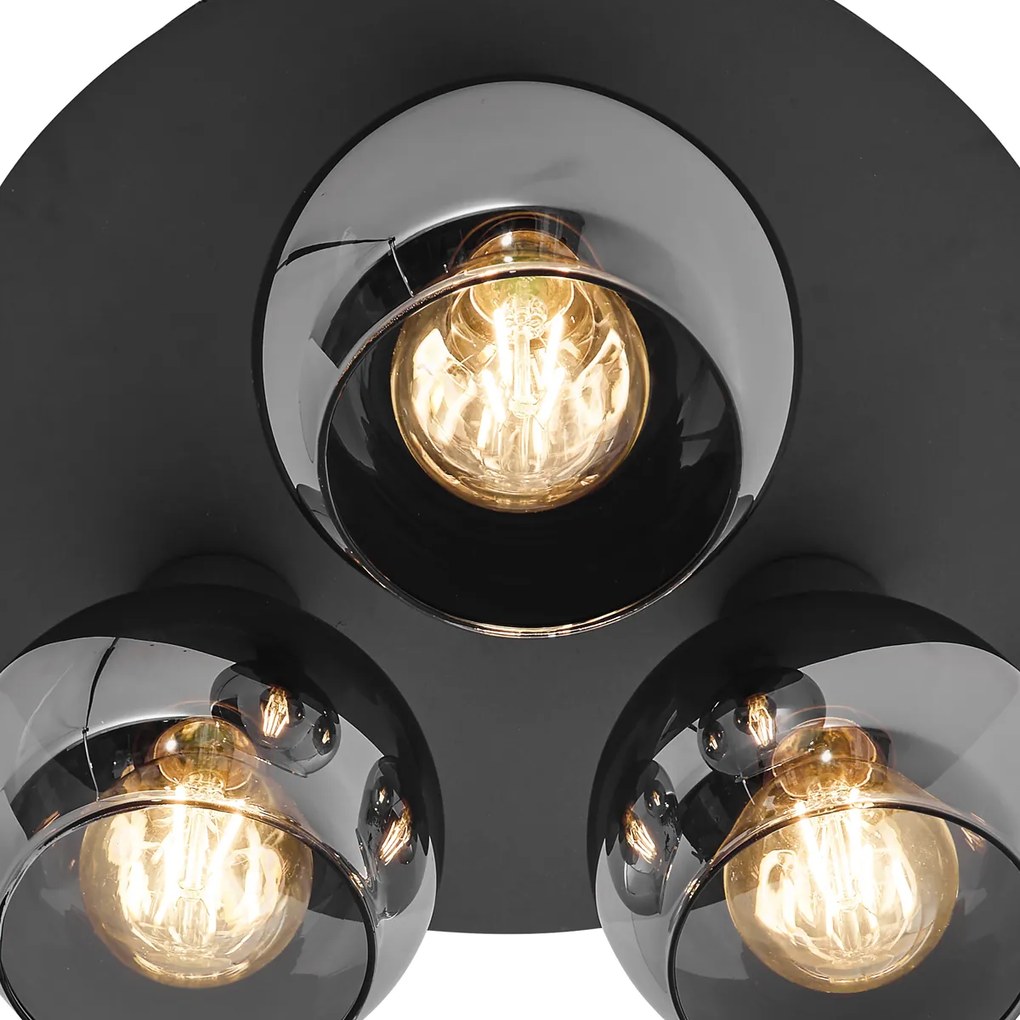 Plafoniera Art Déco vetro fumé nero 3 luci - VIDRO