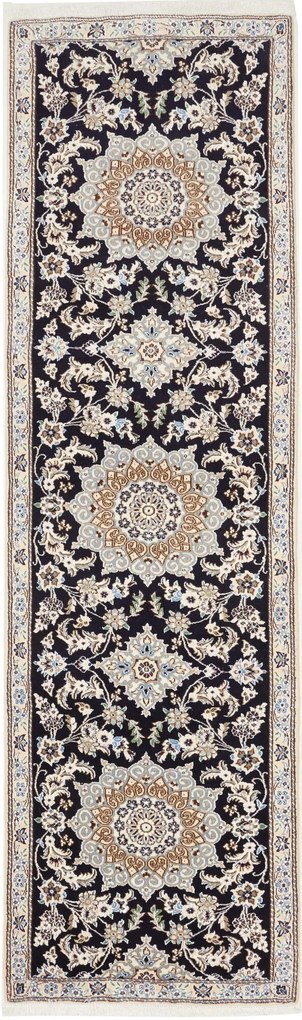 Nain Tappeto 290x80 Blu (Iran) Annodato A Mano