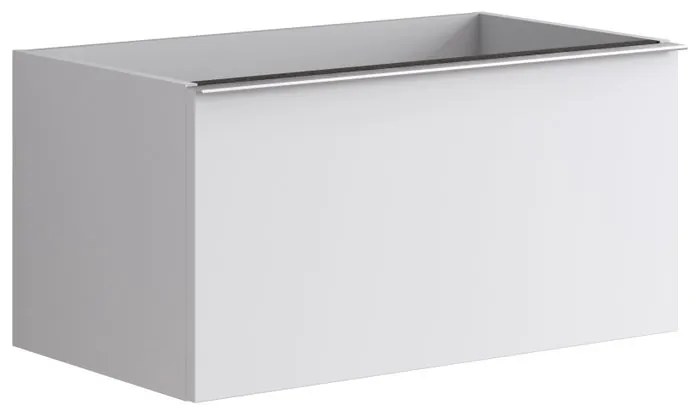 Mobile da bagno sotto lavabo Pixel plain bianco e maniglia alluminio brillante laccato opaco L 80 x H 40 x P 45.5 cm 1 cassetto, lavabo non incluso