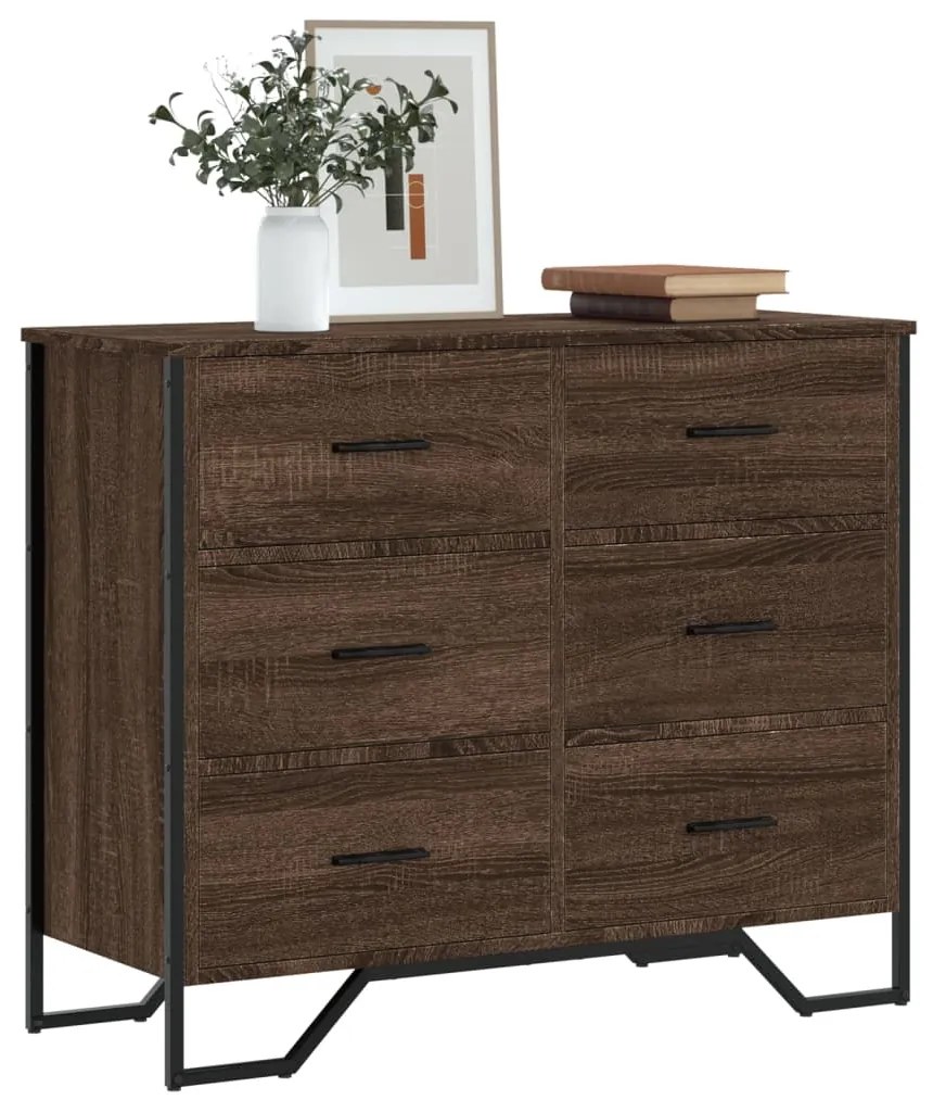 Cassettiera Rovere Marrone 91x35,5x74,5 Cm İn Truciolato /