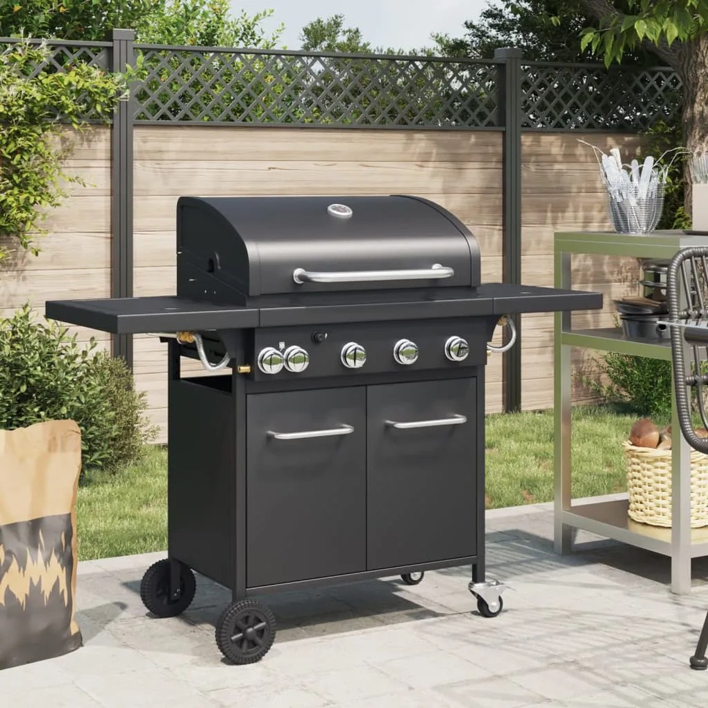Griglia Barbecue A Gas Con 5 Bruciatori Nero İn Acciaio /