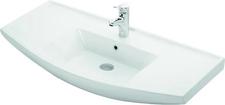 Lavabo bagno sospeso 100 cm in ceramica Litos-BN10 - KAMALU