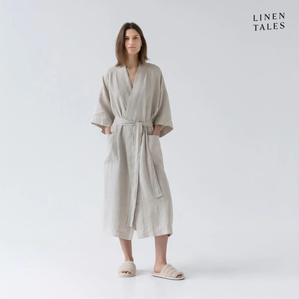 Vestaglia di lino beige taglia L/XL Melange - Linen Tales