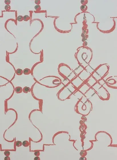 Nina Campbell Carta da parati Portavo - Coral/ Ivory