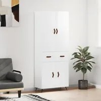 Credenza Bianco Lucido 69,5x34x180 cm in Legno Multistrato 3198123