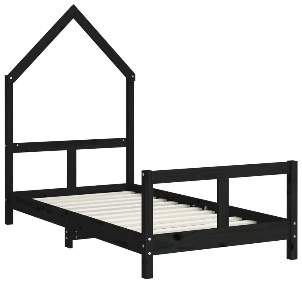 Giroletto per bambini nero 80x160 cm in legno massello di pino