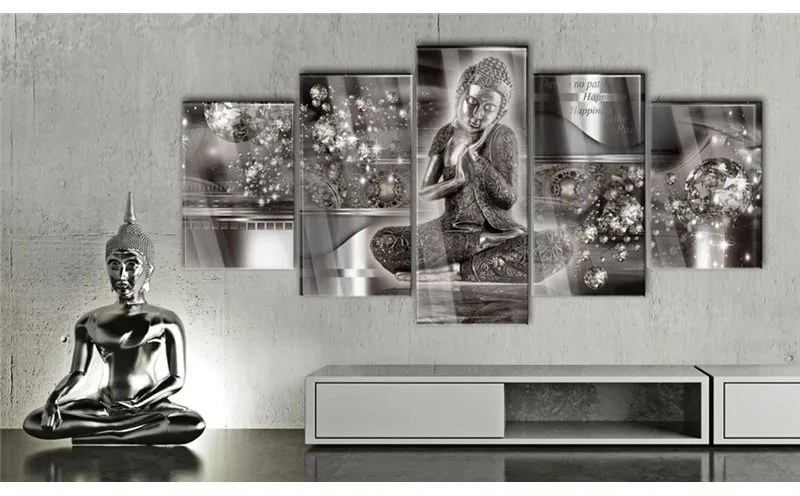 Quadri su vetro acrilico  Silver Serenity [Glass]  Colore Grigio, Dimensioni e Misure 100x50