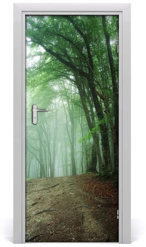 Poster adesivo per porta Nebbia nella foresta 75x205 cm