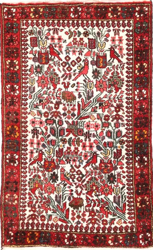 Hamedan Tappeto 80 x 120 Beige (Iran) Annodato A Mano