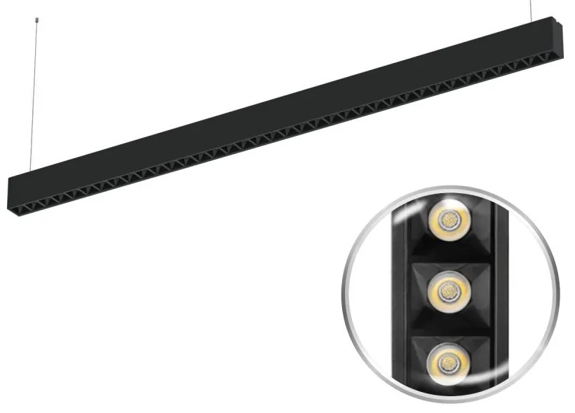 Lampada Lineare LED Sospesa 40W 120cm con driver Philips Bianca o nera Colore Bianco Variabile CCT, Colore del corpo Nero